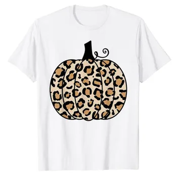 Тыквенный Леопардовый Принт на День Благодарения, Осенняя Женская футболка для девочек-подростков, Графическая Футболка Y2k, Топ, Блузки с коротким рукавом, Подарки, Базовая одежда