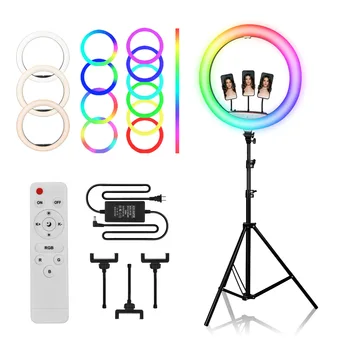18-дюймовое красочное RGB-кольцо, заполняющий свет, красочный кольцевой светильник для селфи-видеоблога, вспышка