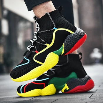 Уличная обувь RUMDAX с высоким берцем, мужская повседневная спортивная обувь из сетки на шнуровке, пара кроссовок для бега, Дышащие баскетбольные кроссовки