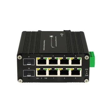 Мини промышленный коммутатор Ethernet на 8 портов с 2 SFP 8-портовый 10/100/1000 Мбит/с DIN Неуправляемый/управляемый сетевой коммутатор