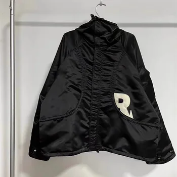 RRR123 Логотип с буквенной печатью на молнии 1: 1 Хлопчатобумажная куртка, Куртка, черный 1-3 размера