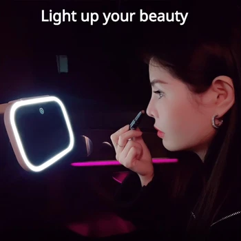 Универсальное зеркало для визажа в салоне автомобиля, набор зеркал для макияжа со светодиодной подсветкой, Встроенный литиевый аккумулятор, сенсорный датчик, перезаряжаемый