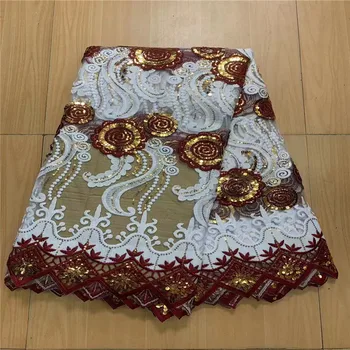 Винно-белая Африканская кружевная ткань 2023, Высококачественное Кружево, Нигерийская Кружевная ткань с блестками, Французская Молочная Шелковая ткань для свадебного платья