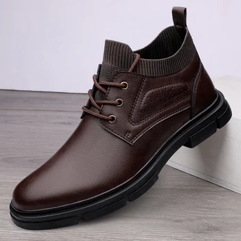 Новая Модная мужская обувь ручной работы из натуральной кожи в стиле ретро, повседневная обувь на шнуровке, Деловая Повседневная Универсальная обувь для мужчин