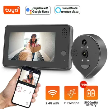 Tuya WiFi Видео Дверной глазок Камера 1080P Домофон 4,3 дюймовый ЖК Монитор Беспроводной VideoEye Для Квартиры, домашней безопасности, Домофона
