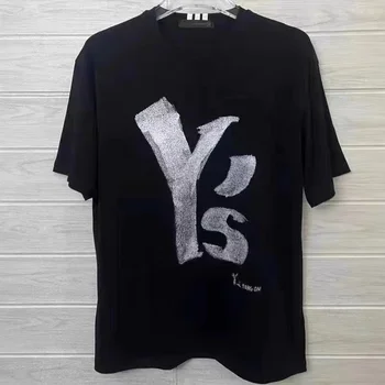 Летние Универсальные футболки Y3 Yohji Yamamoto с крупным Рисунком и Надписью 