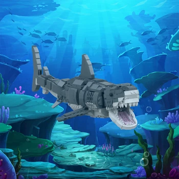 MOC Ocean Overlords-Большой Белый Кит Строительные Блоки Челюсти Животного Пилообразная Акула Кирпичи DIY Развивающие Игрушки Детский подарок
