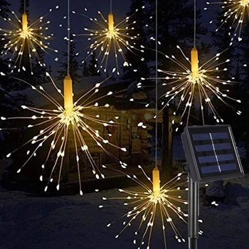 120Led 200 Led Солнечная Лампа Starburst String Light Медный Провод С Питанием От Солнечной Панели Сказочный DIY Фейерверк Рождественский Взрыв Свадебный Свет