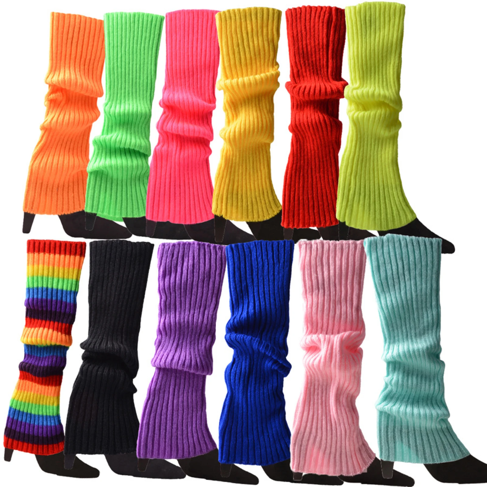 1 Пара Осенне-зимних спортивных гетр в рубчик для женщин и девочек, вязаные носки для вечеринки1