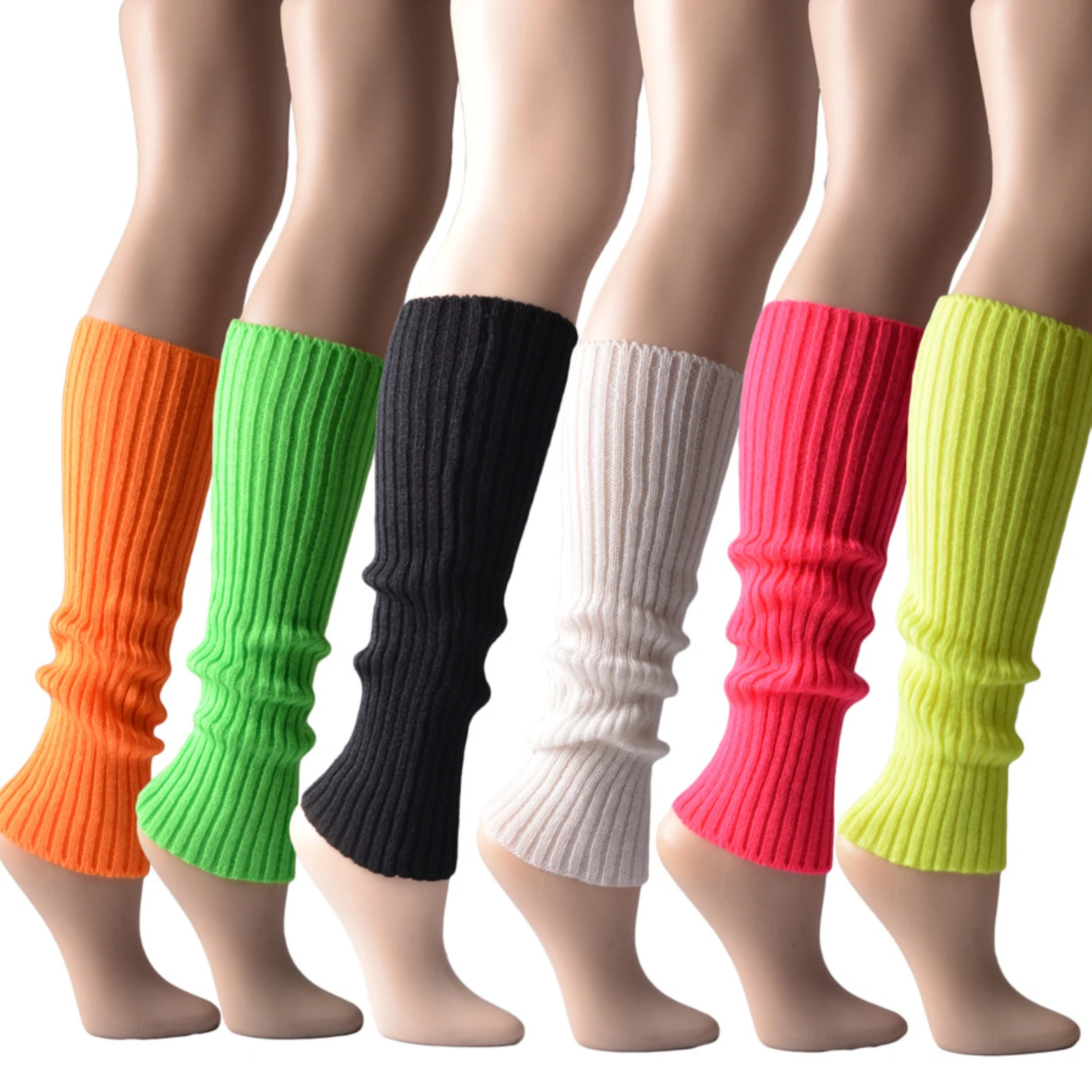 1 Пара Осенне-зимних спортивных гетр в рубчик для женщин и девочек, вязаные носки для вечеринки2