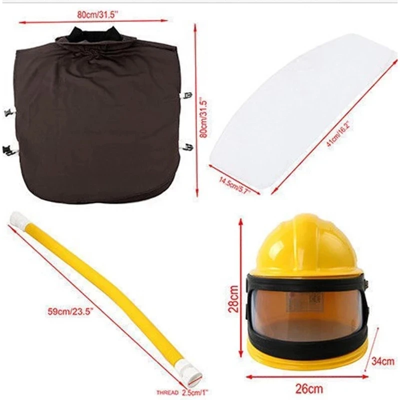 1 комплект защитной пленки для пескоструйной обработки из ПВХ, АБС, система подачи кислорода, защитный шлем для пескоструйной обработки, защитная маска4