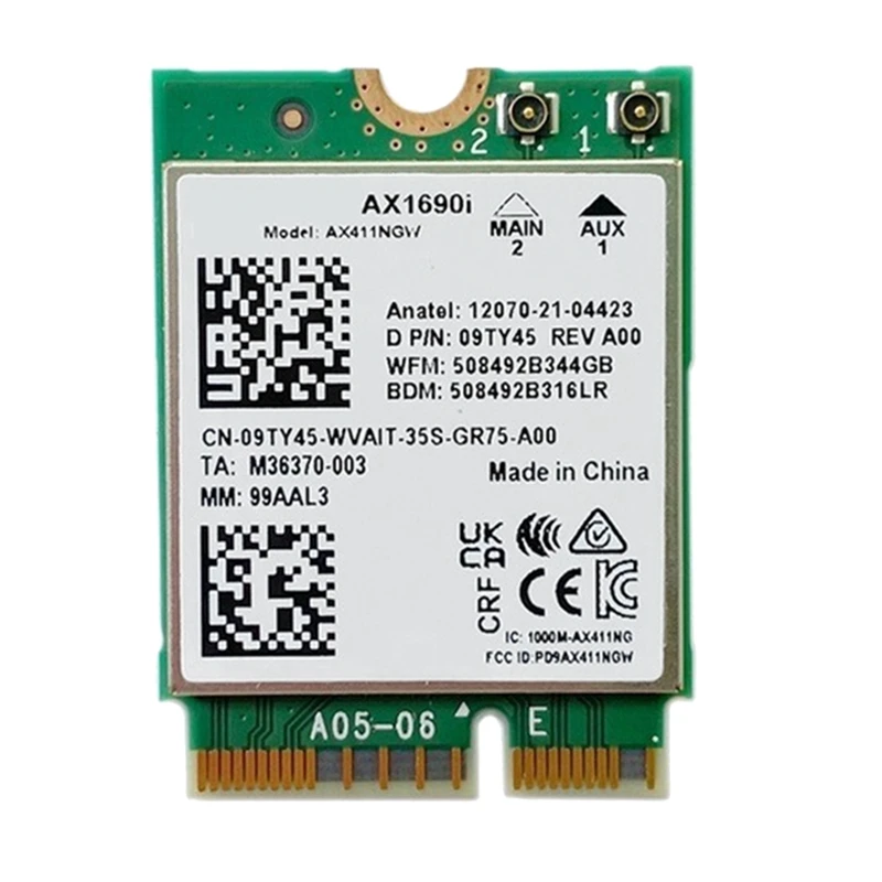 1 шт. AX1690I Wifi карта AX411 Wi-Fi 6E Скорость 2,4 Гбит/с Bluetooth 5,3 Беспроводной модуль0