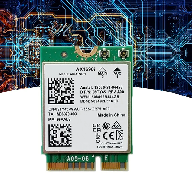 1 шт. AX1690I Wifi карта AX411 Wi-Fi 6E Скорость 2,4 Гбит/с Bluetooth 5,3 Беспроводной модуль1