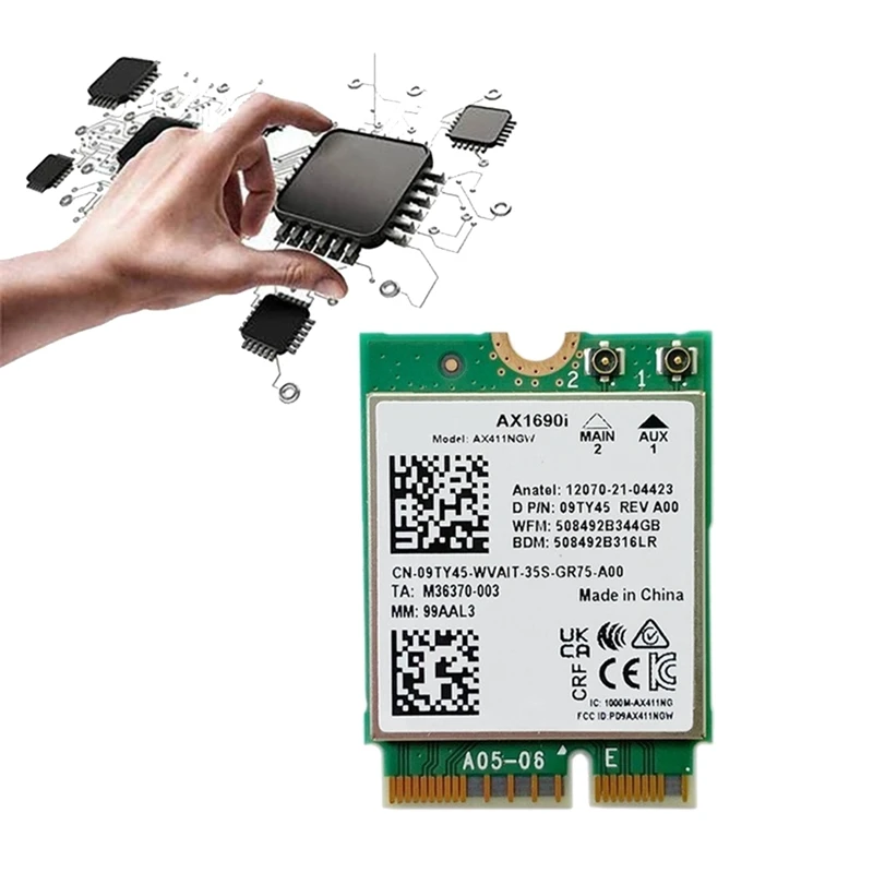 1 шт. AX1690I Wifi карта AX411 Wi-Fi 6E Скорость 2,4 Гбит/с Bluetooth 5,3 Беспроводной модуль5