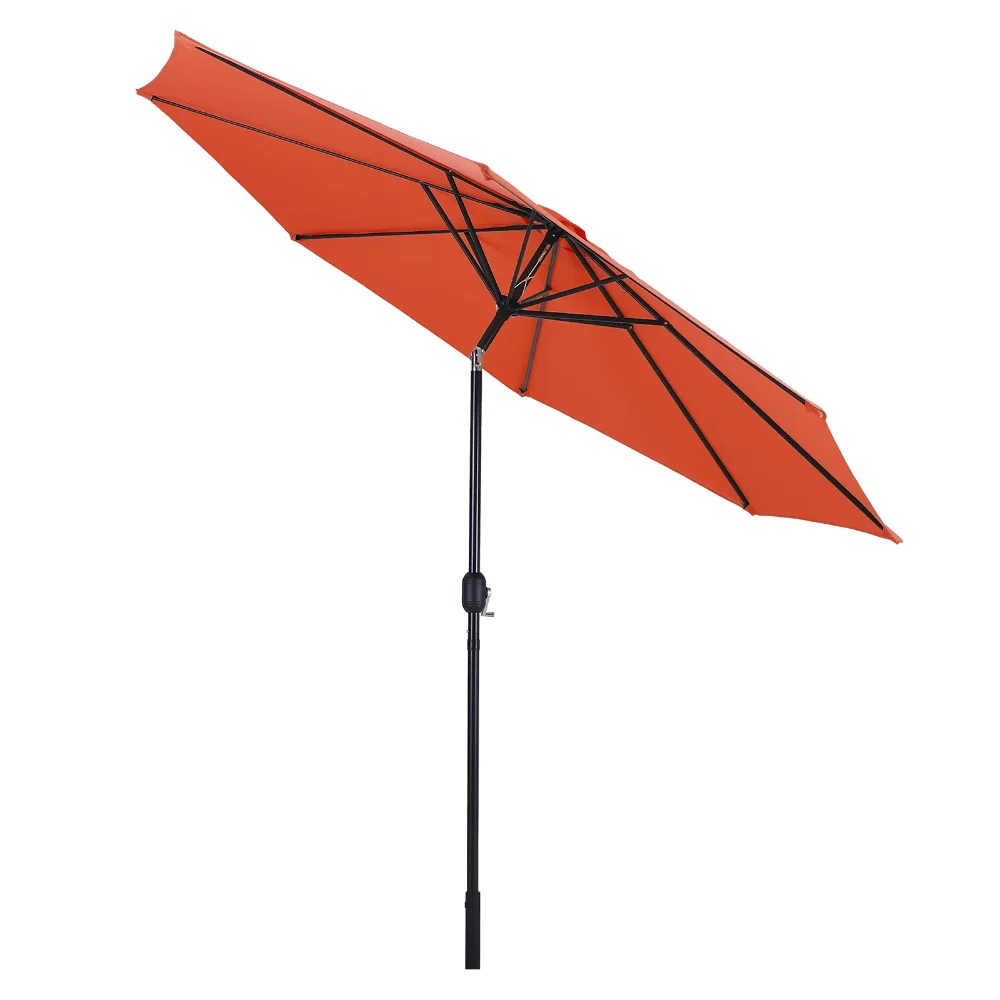 10-футовый зонт для патио с 8 прочными ребрами, зонты для уличного рынка, настольные зонты с кнопкой наклона/рукояткой, оранжевый5
