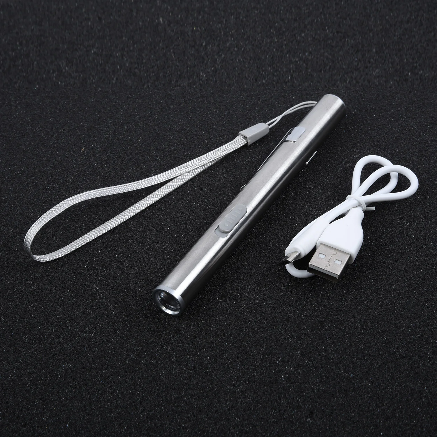 13*1.3*1.3 см Карандаш-фонарик USB Перезаряжаемый фонарик Для Кемпинга Из нержавеющей стали Серебристый Мини-карманный Полезный4