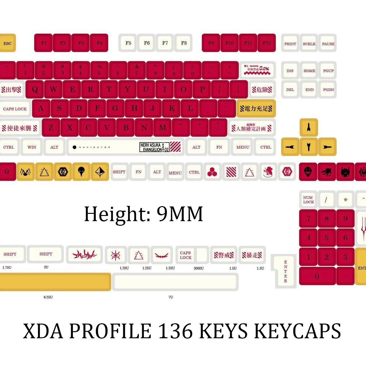136 Клавишный Колпачок для ключей сублимации красителя PBT XDA Profile EVANGELION-02 Keycaps для Переключателей Cherry Gateron MX Механическая клавиатура Геймера4