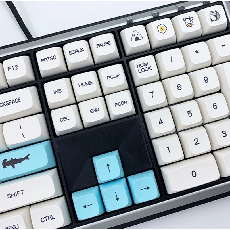 136 Клавишных колпачков для механической клавиатуры Sea Blue Shark PBT XDA DIY Key Caps Keycup DIY 60% 90% Полный размер4