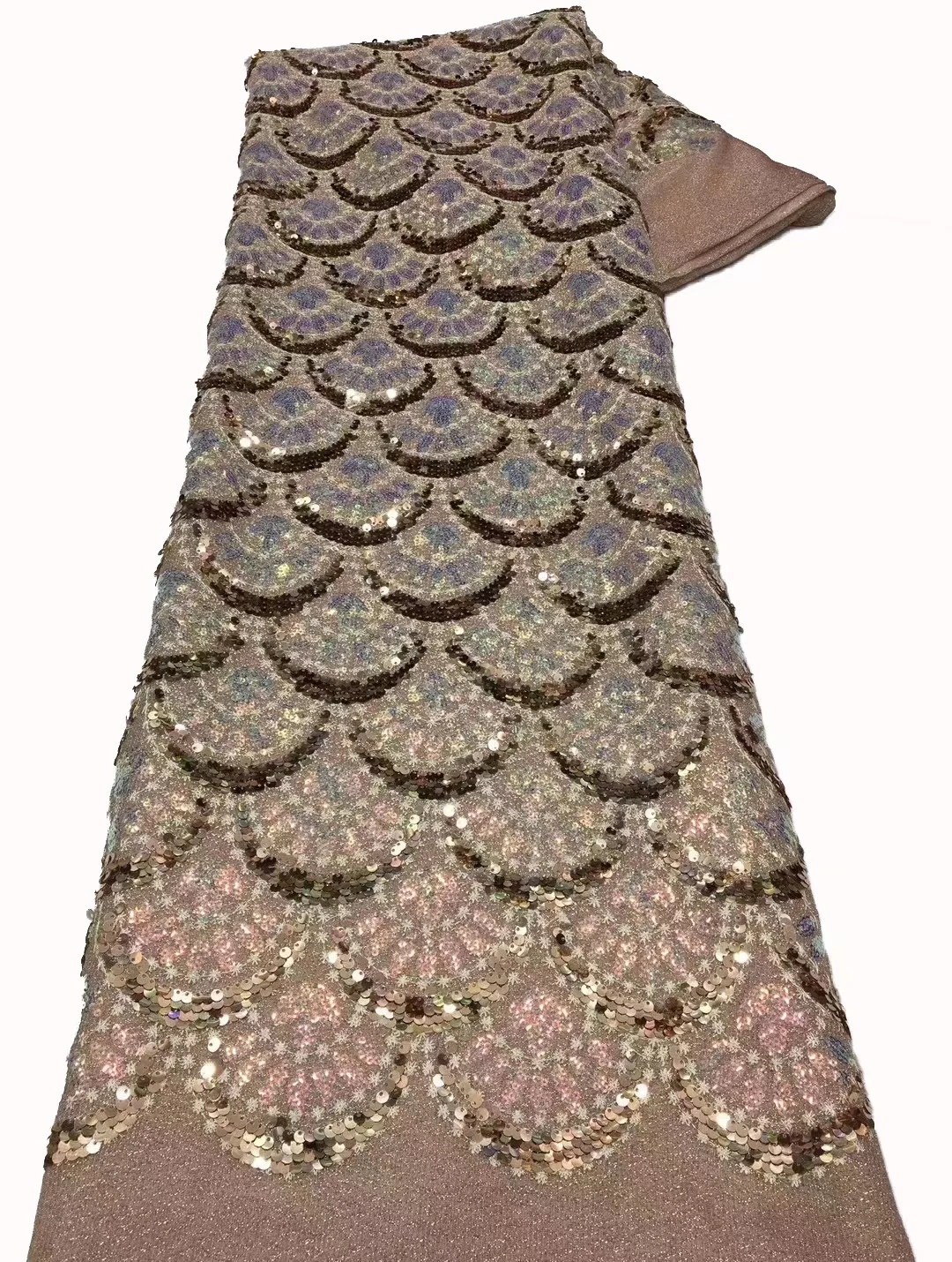 2023, Новая африканская ткань с вышивкой веером из толстой нити, модное платье для выступлений в нигерийском стиле с блестками/5 ярдов5