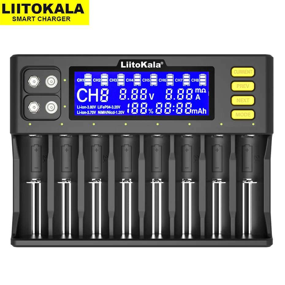 2023 Новое Зарядное устройство LiitoKala Lii-S8 3,7 V Li-ion NiMH 1,2 V Li-FePO4 3,2 V IMR 3,8 V для 18650 26650 21700 26700 AA AAA3