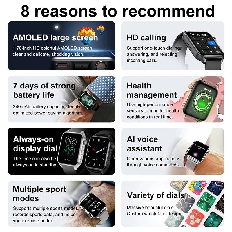 2023 Новые Смарт-часы с NFC Для Мужчин, AMOLED HD Экран/Всегда отображать время вызова Bluetooth IP68, Водонепроницаемые Умные Часы Для Женщин, Для Huawei5