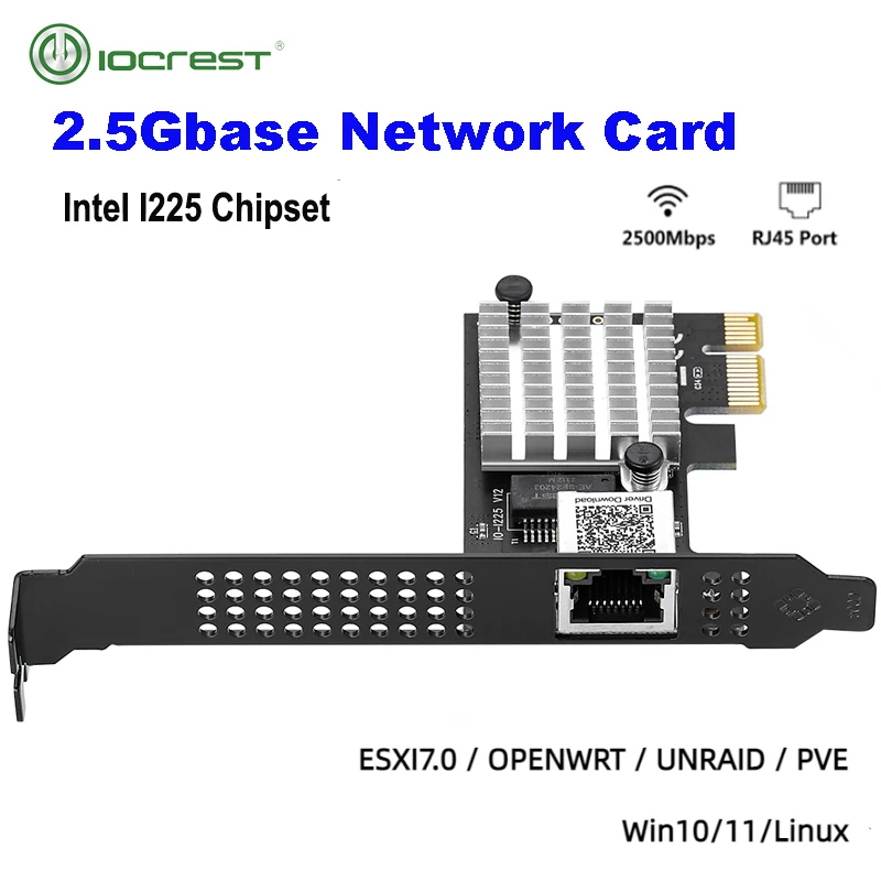 2500 Мбит/с Pcie-RJ45 Сетевая карта Intel I225 2,5 G Gigabit Ethernet с одним Портом 100/1000/2500 Мбит/с Сетевая карта Для настольных компьютеров0