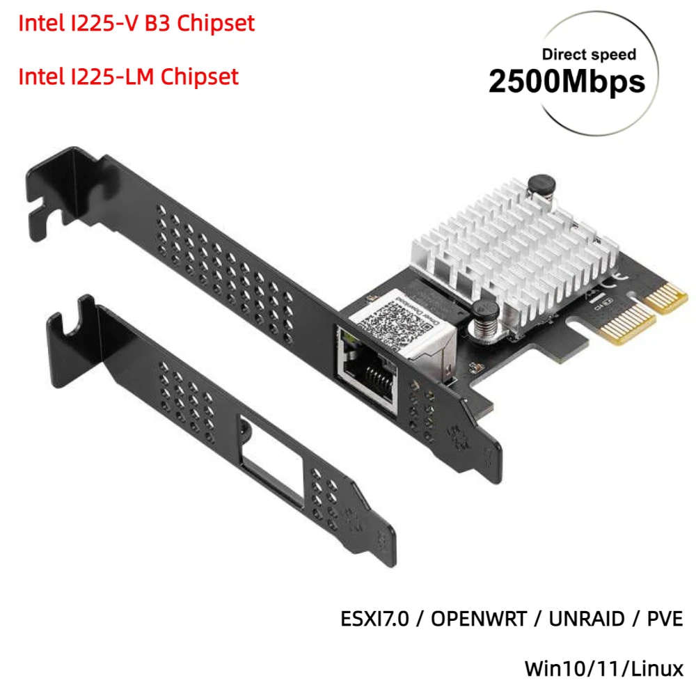 2500 Мбит/с Pcie-RJ45 Сетевая карта Intel I225 2,5 G Gigabit Ethernet с одним Портом 100/1000/2500 Мбит/с Сетевая карта Для настольных компьютеров2