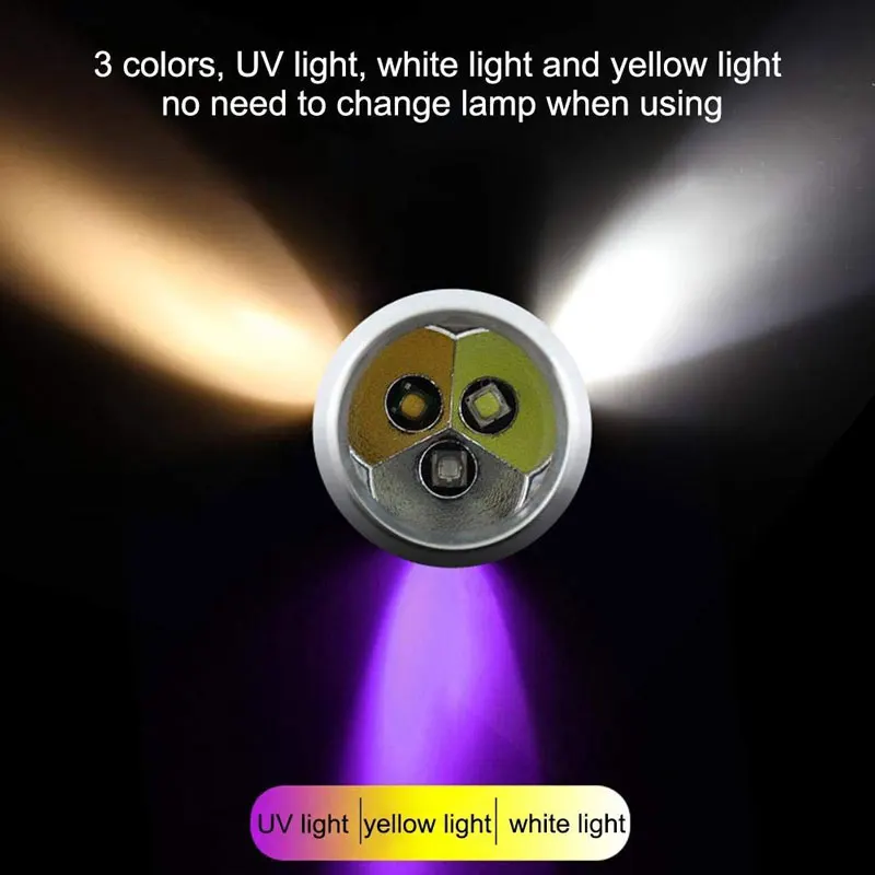 3 в 1 Фонарик Белый желтый 365нм УФ-фонарик Идентификация Нефритовый детектор Света для Изумрудных ювелирных изделий Драгоценные камни Янтарь4