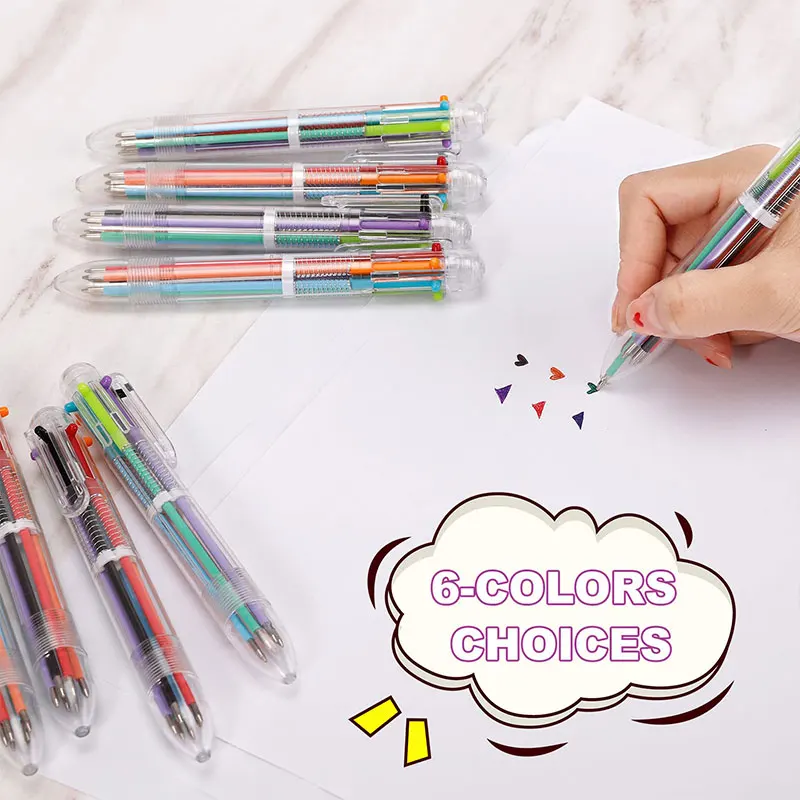 30 шт. Шариковая ручка, маркер, Корейская креативная канцелярская ручка, 6 цветов В 1, Шариковая ручка, цветные школьные принадлежности для детей2