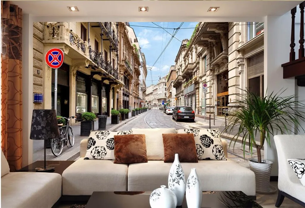 3d обои на заказ фотообои нетканые Европейский город уличные автомобили комната живопись 3d настенные фрески обои для стен 3 d4