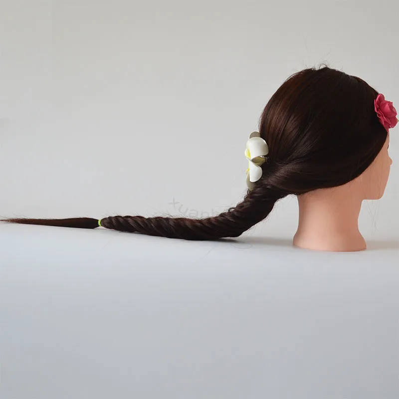 4 # Куклы с темно-каштановыми волосами для практики Плетения Косичек, Гладкие Синтетические прически на голове Манекена, женский парикмахер, голова Манекена5
