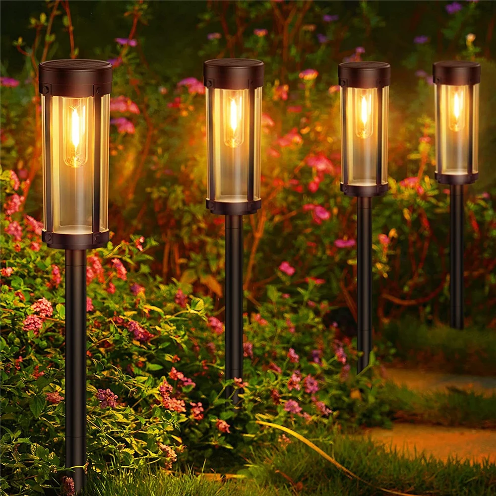 4 шт., солнечные уличные фонари для дорожек, современный дизайн, водонепроницаемый ландшафтный светильник IP65 для декора садовых дорожек0