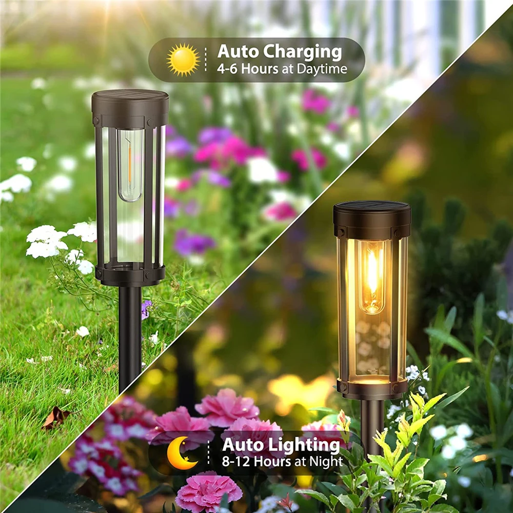 4 шт., солнечные уличные фонари для дорожек, современный дизайн, водонепроницаемый ландшафтный светильник IP65 для декора садовых дорожек2