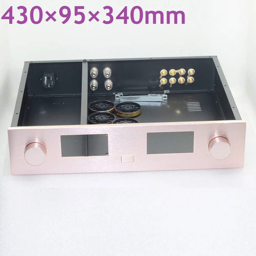 430 × 95 × 340 мм DIY Алюминиевая Пластина Шасси Предусилитель Корпус Аудиоусилителя Комбинированный Многофункциональный Измерительный Головной Корпус DAC Deocder0