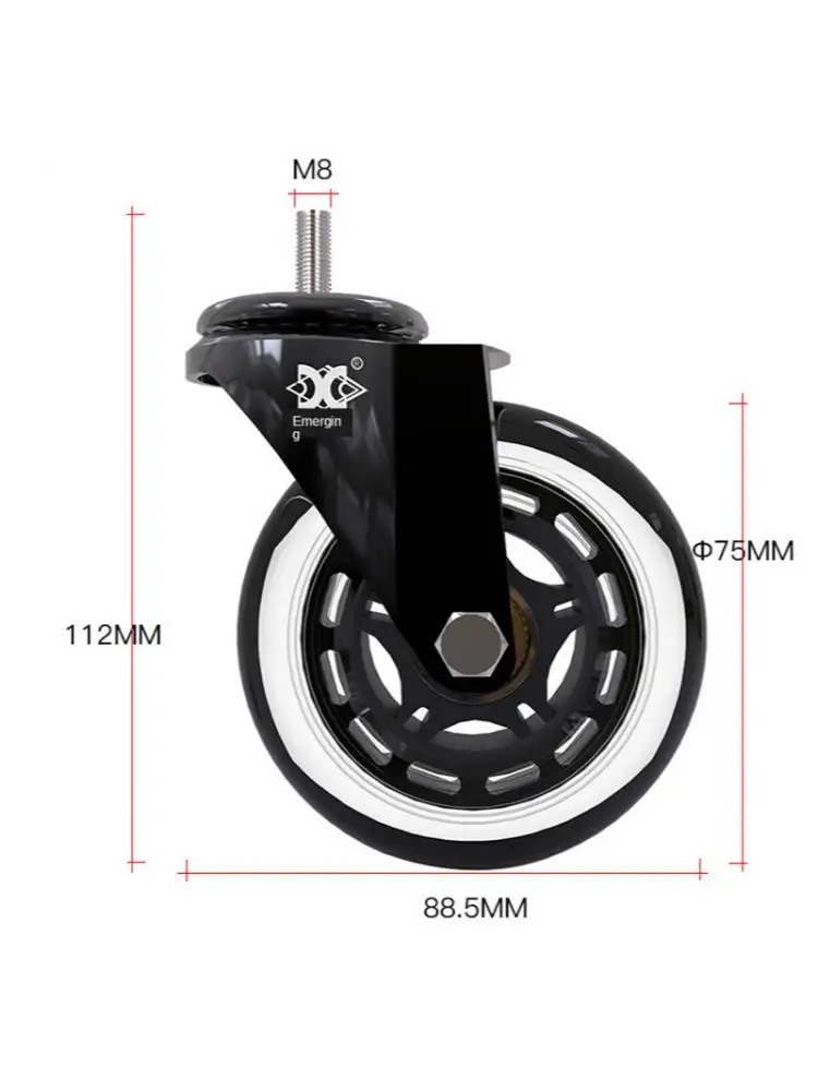 (5 упаковок) 3-дюймовый M8/M10 Pu Винтовой Ролик Ice Wheel Для электрофореза Развлекательного оборудования Scooter Universal Mute Caster2
