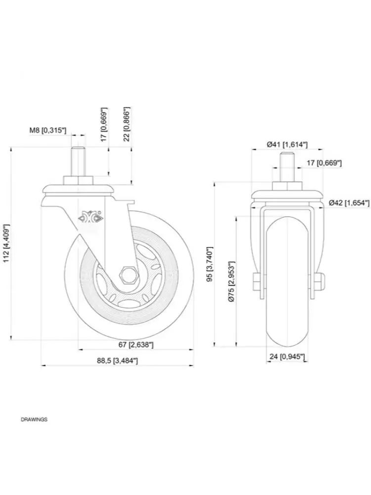 (5 упаковок) 3-дюймовый M8/M10 Pu Винтовой Ролик Ice Wheel Для электрофореза Развлекательного оборудования Scooter Universal Mute Caster3
