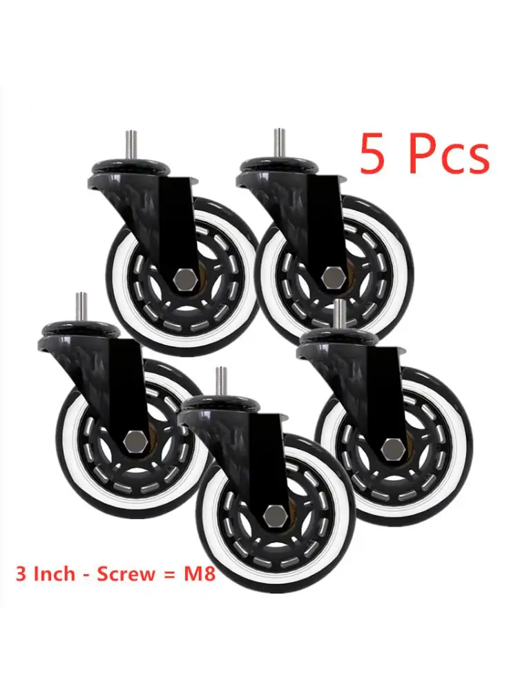 (5 упаковок) 3-дюймовый M8/M10 Pu Винтовой Ролик Ice Wheel Для электрофореза Развлекательного оборудования Scooter Universal Mute Caster5