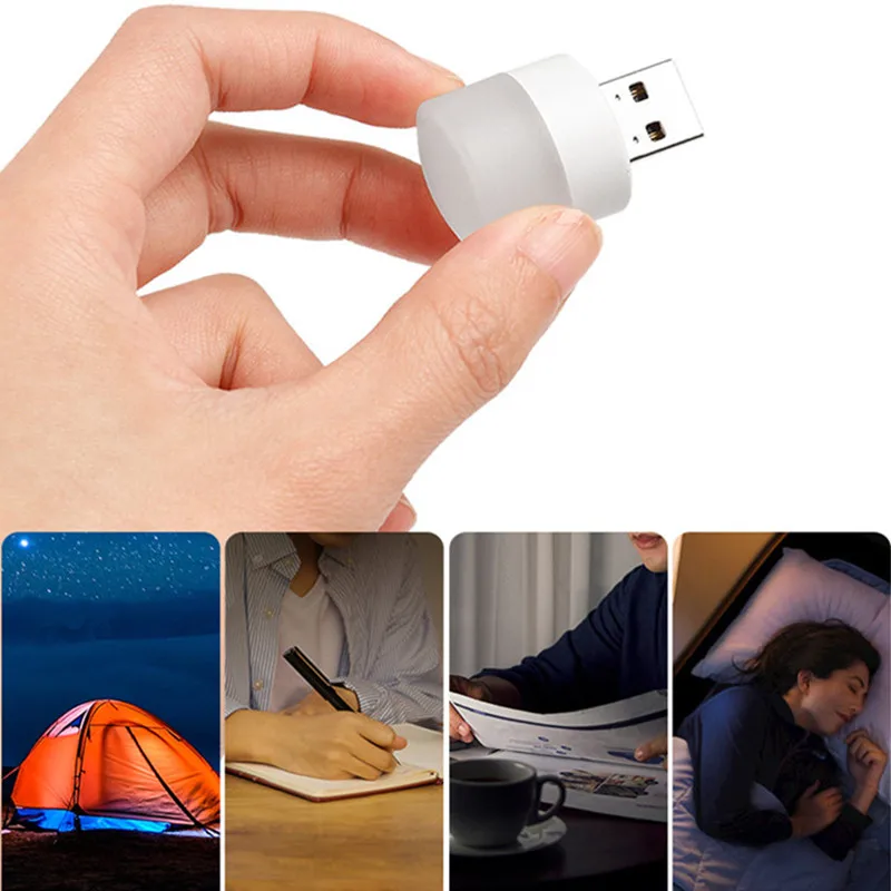 5 шт. USB-штекер Лампа для зарядки мобильных устройств USB Маленькие книжные лампы LED Защита глаз Лампа для чтения Маленький круглый ночник0