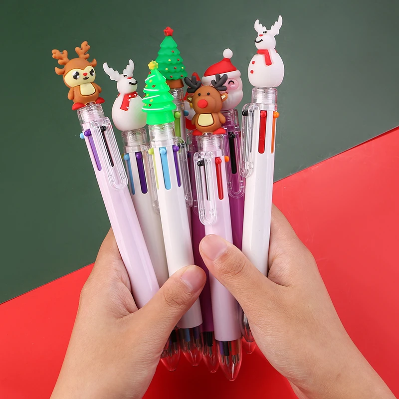 50шт Рождественская Шариковая ручка 6 цветов с Пользовательским логотипом, Мультяшная Рождественская подарочная ручка, Выдвижная ручка, Школьные Канцелярские принадлежности оптом5