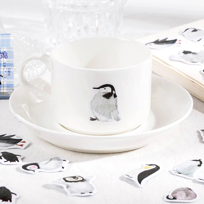 56 упаковок, оптовая продажа, Маленькая наклейка в виде пингвина, забавный мультфильм, милые животные, ручной дневник для записей, декоративная наклейка 