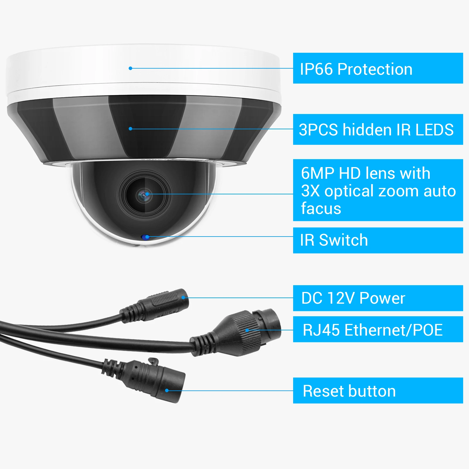 6-Мегапиксельная PTZ IP-камера Hikvision, Совместимая с CCTV POE IR, Купольная система Видеонаблюдения, Обнаружение Человека, транспортного средства, 2,8-8 мм, 3-кратный Зум, Встроенный микрофон5