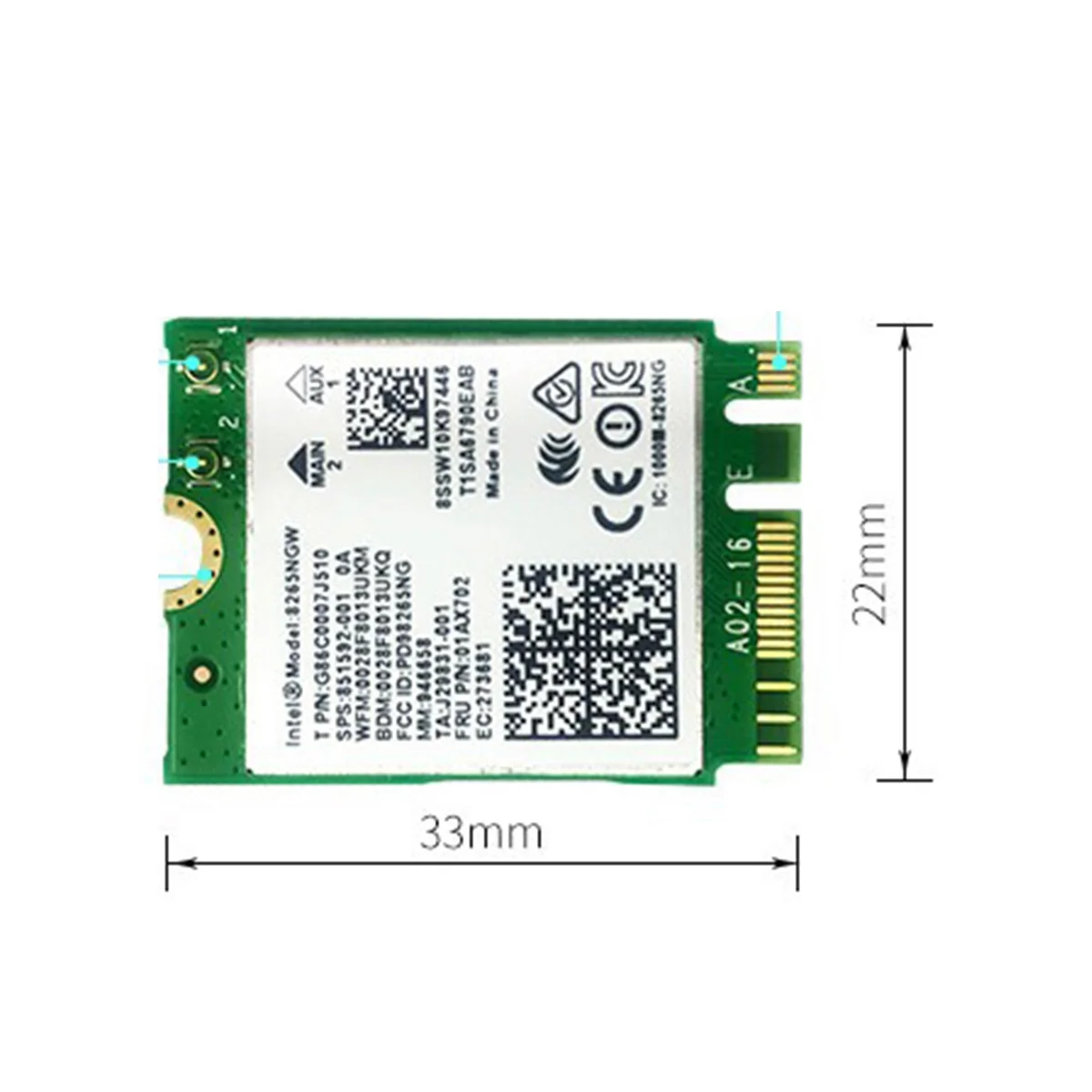 AC8265 Wifi Карта + 6 дБ антенна Сетевой адаптер для Nano 300 Мбит/с + 867 Мбит/с 2,4 ГГц 5 ГГц Двухдиапазонный NGFF BT4.23