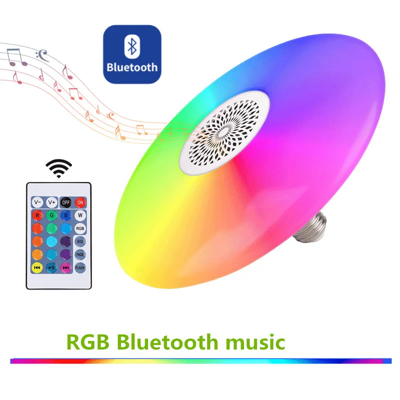 Bluetooth динамик лампа Музыкальная лампа ампула светодиодная лампа E27 110V 220V 18W RGB ночник с дистанционным управлением для бара домашний прожектор3