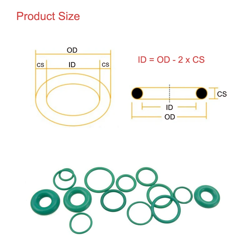 CS 3,1 мм Уплотнительное кольцо из зеленого фтористого каучука Уплотнительная прокладка Шайба FKM Изоляционное Масло Высокотемпературная Коррозионная стойкость5