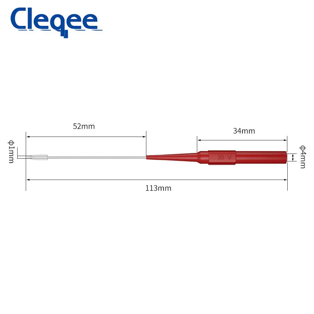 Cleqee P30009 + 10 шт. Длинный изолированный штырь для неразрушающего контроля, зонд для прокола из нержавеющей стали, разъем для прокола 4 мм5