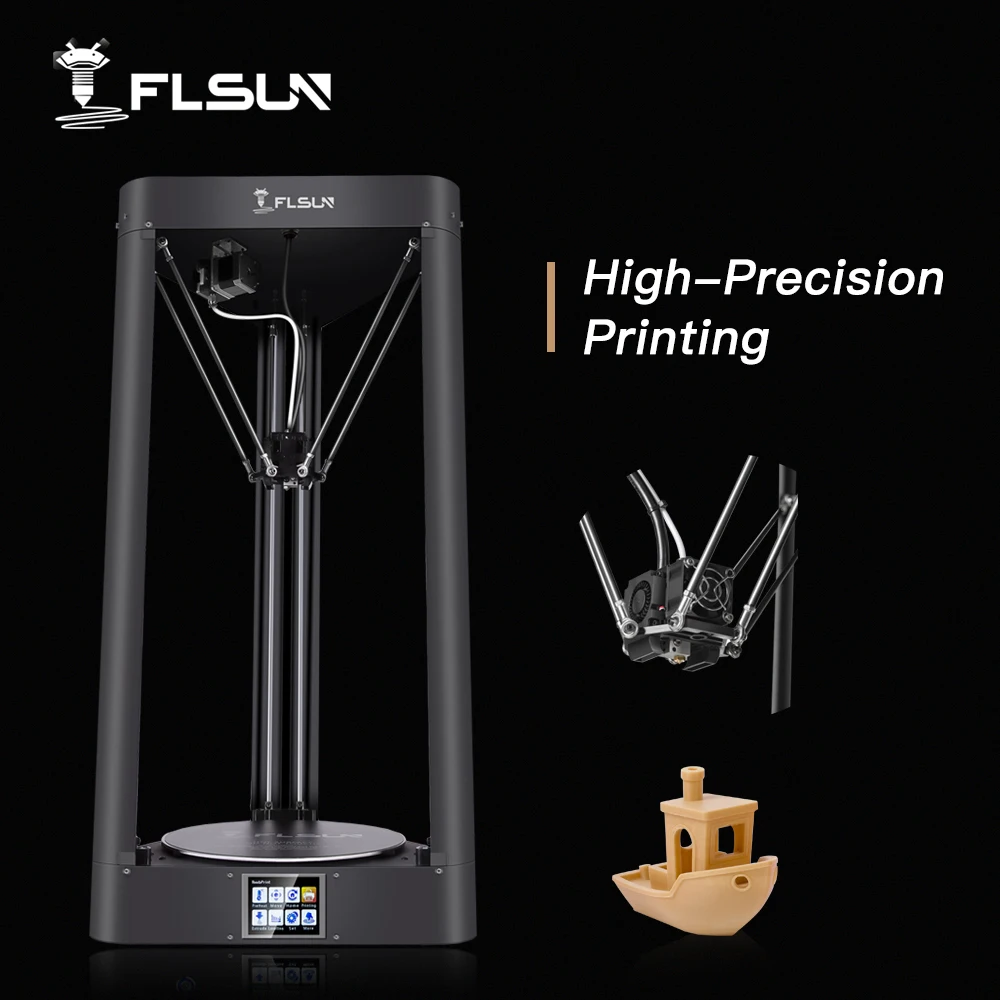 FLSUN QQ-S-PRO 3D принтер Kossel Автоматическое Выравнивание Решетчатой Платформы Предварительная Сборка Титановый Экструдер Сенсорный Экран Wifi Отключение питания Возобновление0