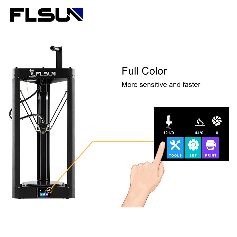 FLSUN QQ-S-PRO 3D принтер Kossel Автоматическое Выравнивание Решетчатой Платформы Предварительная Сборка Титановый Экструдер Сенсорный Экран Wifi Отключение питания Возобновление3