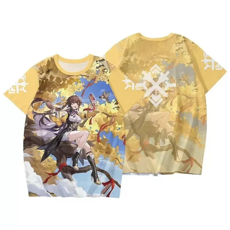 Honkai Star Rail; летняя модная новая футболка с принтом в стиле аниме; Binary; Одежда для отдыха с короткими рукавами для косплея; реквизит для периферийных игр; Одежда4