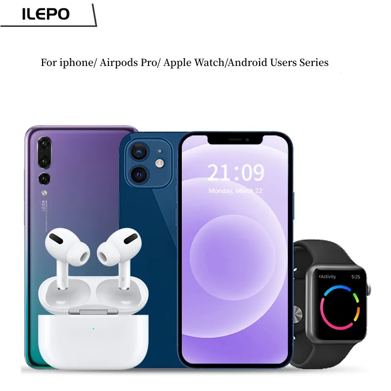 ILEPO 15 Вт 3 в 1 Беспроводная Подставка Для Зарядного устройства Для iPhone 13 12 11 Apple Watch Складная док-станция для Быстрой зарядки Airpods Pro1