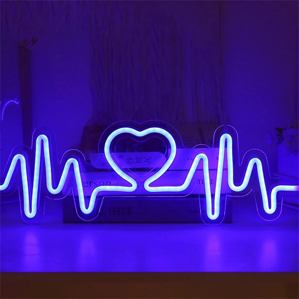 Ineonlife Сердцебиение Неоновая Вывеска LED Love Logo Лампа Свадебное Освещение Исповедь Фон Спальня Бар Настенный Декор С Питанием от USB2